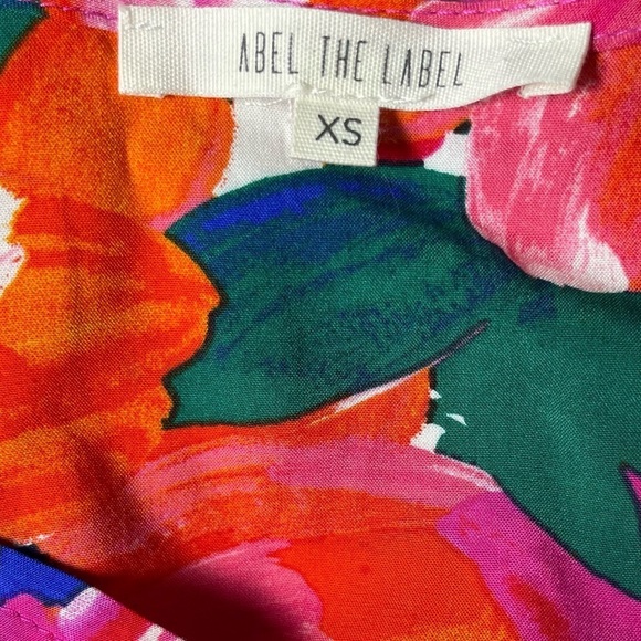 Abel The Label Dress Womens XS Pink Santa Cruz Tropical Island Beach Floral Midi - Picture 9 of 9